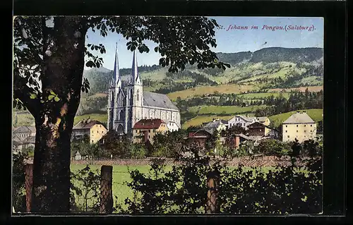 AK St. Johann im Pongau, Blick auf Kirche
