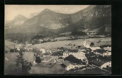 AK Lofer, Ortsansicht mit Kalvarienberg