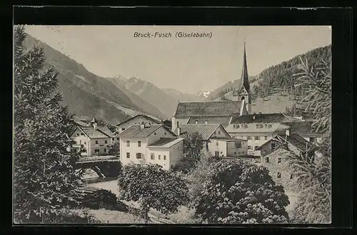 AK Bruck-Fusch /Giselabahn, Ortsansicht mit Kirche