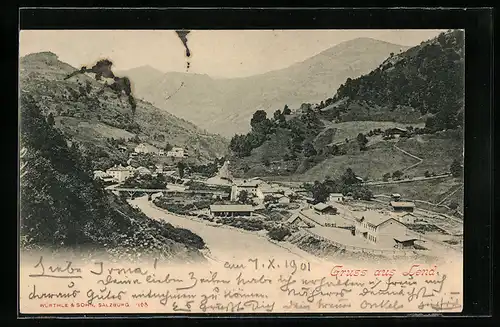 AK Lend, Ortschaft am Fluss und Talansicht um 1900