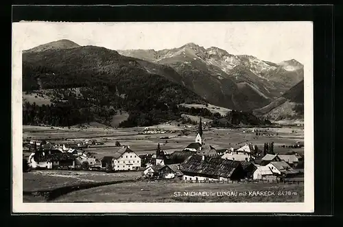 AK St. Michael im Lungau, Ortsansicht mit Kaareck aus der Vogelschau