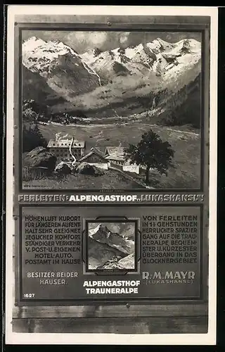 Künstler-AK Ferleiten, Alpengasthof Lukashansl