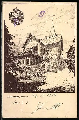 Künstler-AK Hallein, Gasthaus Almhof