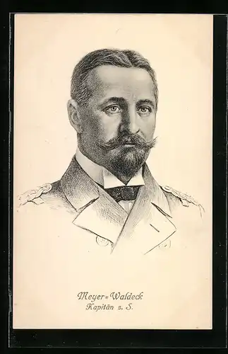Künstler-AK Gouverneur von Kiautschou, Portrait von Meyer-Waldeck, Kapitän zur See