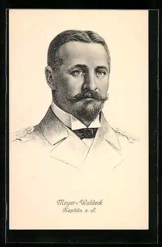 Künstler-AK Gouverneur von Kiautschou, Portrait von Meyer-Waldeck, Kapitän zur See
