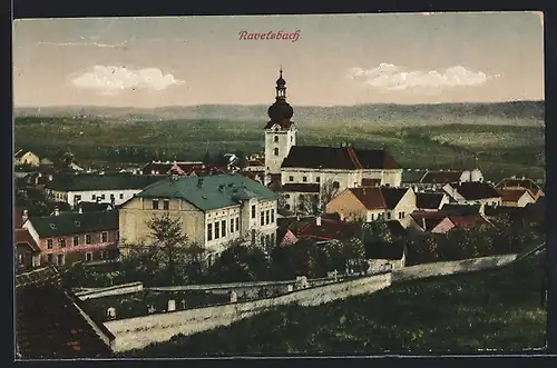 AK Ravelsbach, Teilansicht mit Kirche