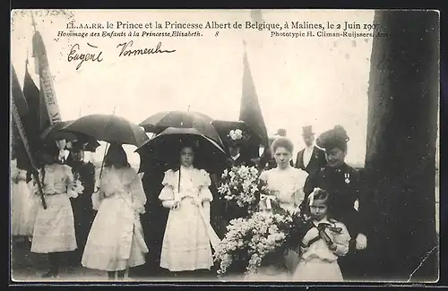 AK Le Prince et la Princesse Albert de Belgique a Malines le 2 Juin 1907
