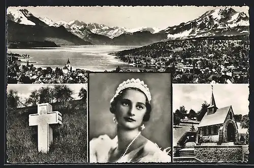 AK Küssnacht a. Rigi, Gedächtniskapelle, Königin Astrid von Belgien, Landschaftspanorama