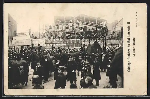 AK Cortege funebre du Roi Leopold II, Le char funebre