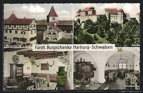 AK Harburg, Fürstliche Burgschenke - Jägerstübl Gastzimmer und Schloss