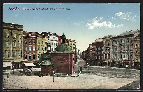 AK Krakau-Krakow, Haupteingang & St. Adalbert Kirche