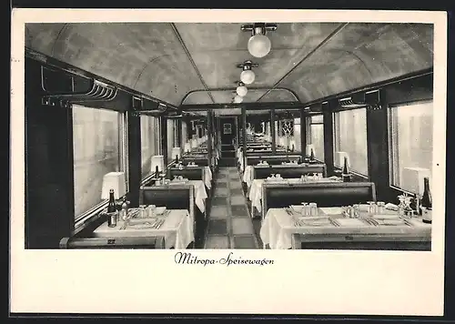 AK Mitropa-Speisewagen, Innenansicht