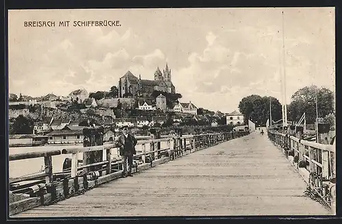 AK Breisach, Ortsansicht mit Schiffsbrücke