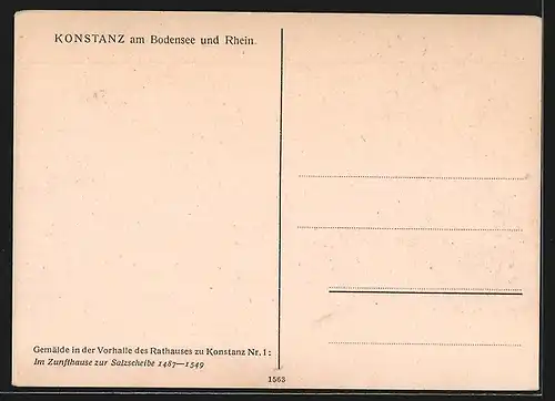 Künstler-AK Konstanz am Bodensee, Im Zunfthause zur Salzscheibe, Gemälde in Rathausvorhalle