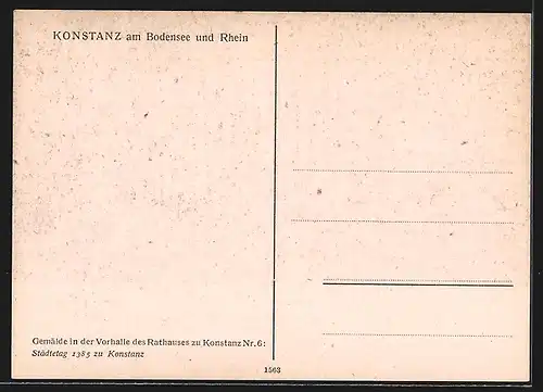 Künstler-AK Konstanz am Bodensee, Städtetag 1385, Gemälde in Rathausvorhalle