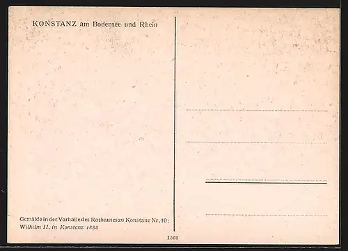 Künstler-AK Konstanz am Bodensee, Wilhelm II. 1888, Gemälde in Rathausvorhalle