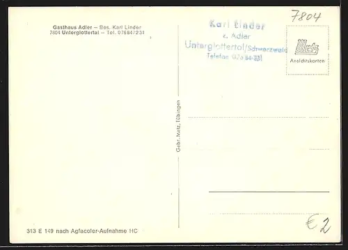 AK Unterglottertal, Blick zum Gasthaus Adler