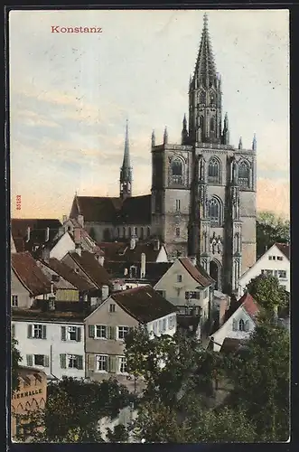 AK Konstanz, Ortsansicht mit Kirche