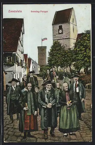 AK Zavelstein, Kirchgänger am Sonntag-Morgen