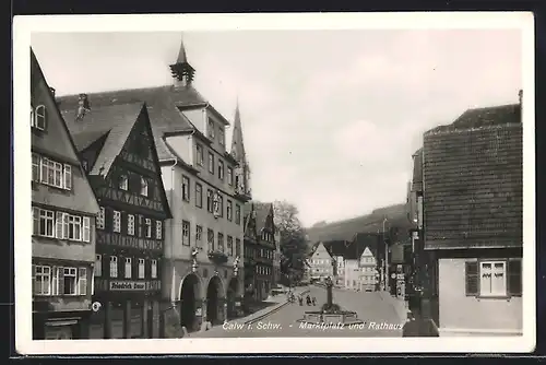 AK Calw i. Schw., Marktplatz und Rathaus