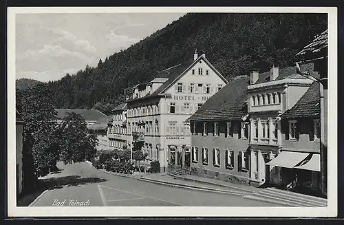 AK Bad Teinach, Strassenpartie mit Hotel zum Hirsch