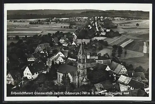 AK Simmersfeld /Schwarzw., Ortsansicht vom Flugzeug aus
