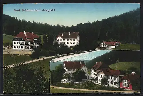 AK Bad Röthenbach-Nagold, Ortspartie vorm Wald