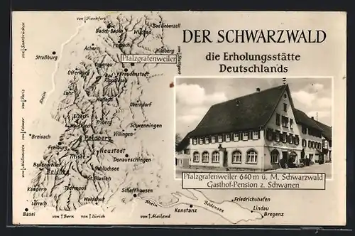 AK Pfalzgrafenweiler /Schwarzwald, Gasthof-Pension z. Schwanen