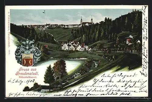 AK Freudenstadt, Ortsansicht, Wappen