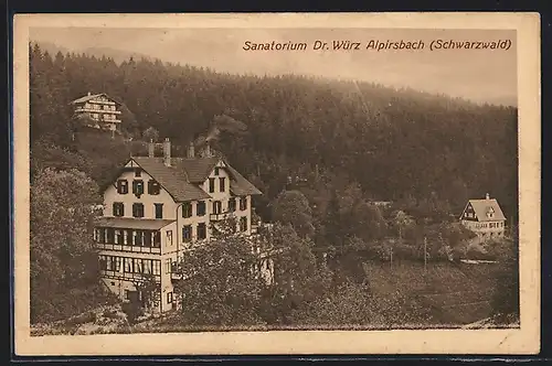 AK Alpirsbach /Schwarzw., Sanatorium Dr. Würz aus der Vogelschau