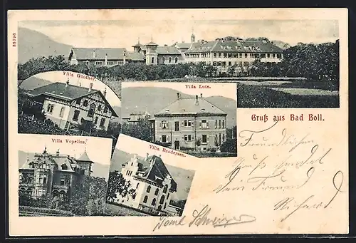 Lithographie Bad Boll, Villa Vopelius, Villa Günther, Villa Lutz, Villa Brodersen