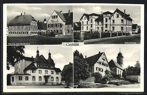 AK Gerstetten, Bahnhof-Hotel, Partie am Rathaus