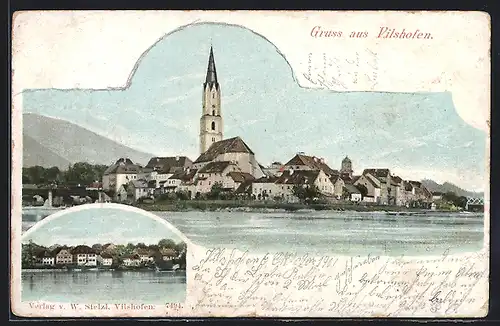 AK Vilshofen, Teilansicht, Ortspanorama mit Kirche