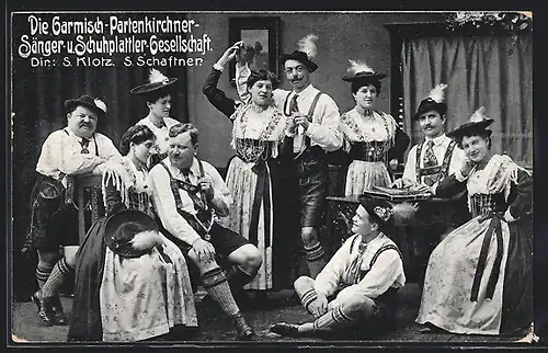 AK Die Garmisch-Partenkirchner, Oberbayrische Sänger- und Schuhplattler-Truppe