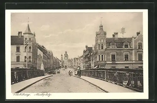 AK Vilsbiburg, Blick von der Brücke auf den Marktplatz