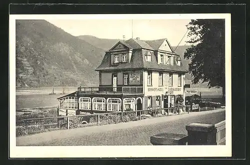 AK Trechtingshausen a. Rhein, Bahnhofs-Hotel zur schönen Aussicht