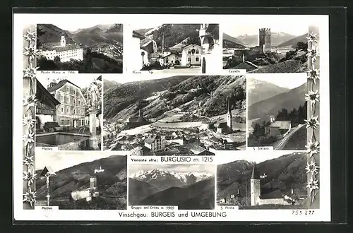 AK Burgusio, Panorama, Monte Maria, Castello & Piazza