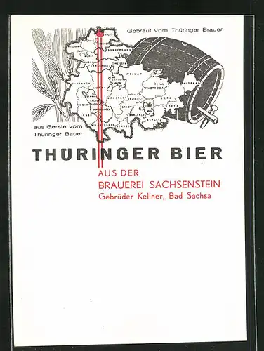 AK Bad Sachsa, Brauerei-Werbung für Thüringer Bier der Brauerei Sachsenstein