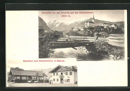 AK Kaprun, Gasthaus zum Kitzsteinhorn, Blick von der Veranda zum Kitzsteinhorn