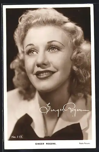 AK Schauspielerin Ginger Rogers lächelt