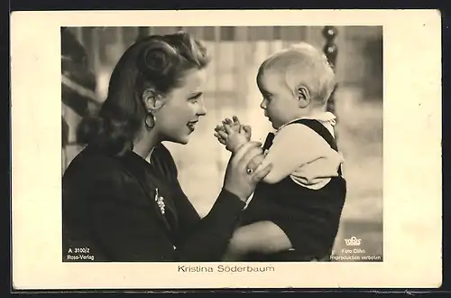 AK Schauspielerin Kristina Söderbaum mit Kleinkind in einer Filmszene