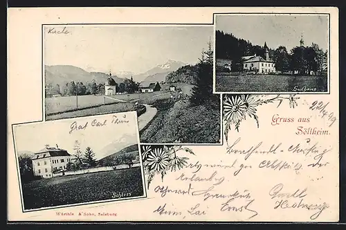 AK Hallwang, Söllheim, Gasthaus, Schloss