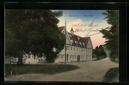 AK Müllheim, Strassenpartie mit Gasthof Alte Post