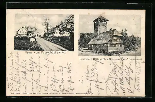 AK Fohrenbühl, Lauterbach-Hütte auf dem Mossenwaldkapf Aussichtsturm, Strassenpartie