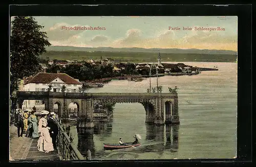 AK Friedrichshafen, Partie beim Schlosspavillon, Fotomontage