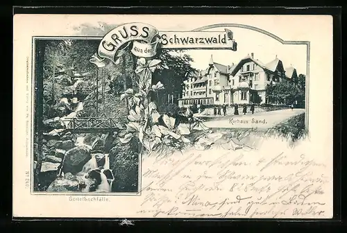 AK Sand /Schwarzwald, Kurhaus Sand, Gertelbachfälle