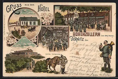 Lithographie Dörnitz, Hotel Hohenzollern, Inh. Max Jahr, Festsaal, Offiziers-Casino