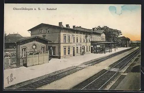 AK Oberröblingen a. S., Bahnhof von der Gleisseite