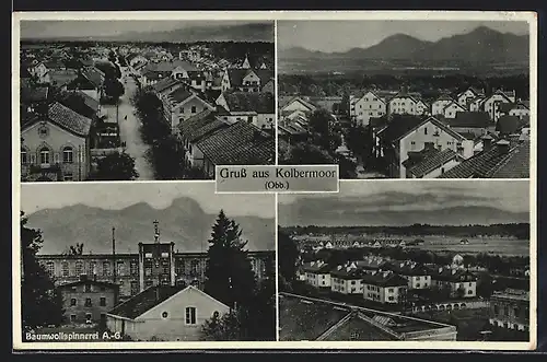 AK Kolbermoor /Obb., Baumwollspinnerei A.-G., Ortsansichten aus der Vogelschau