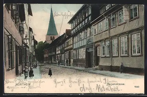 AK Northeim, Blick in die Hagenstrasse und zur Kirche